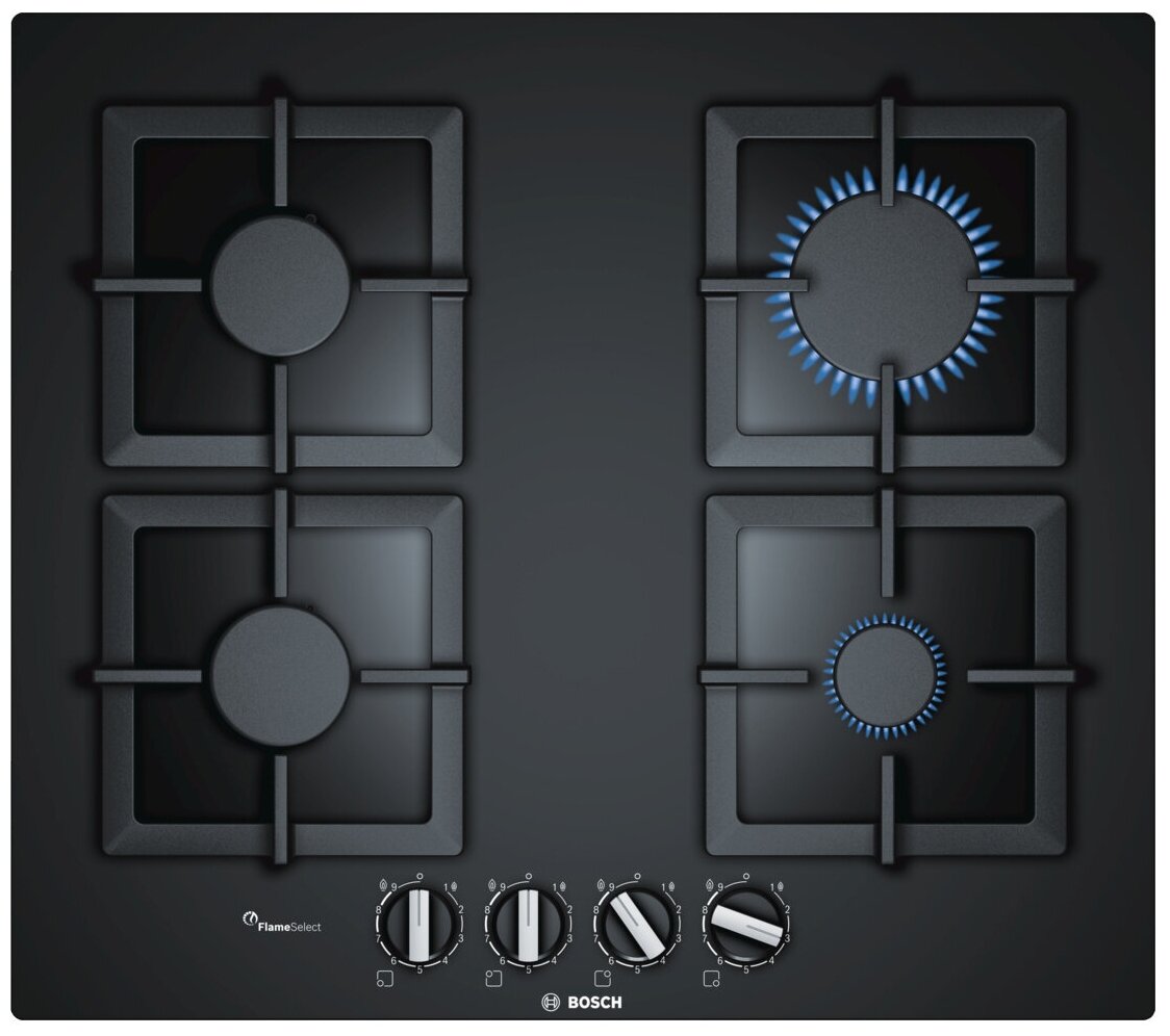 Газовая варочная панель Bosch PPP6A6B20, черный - фотография № 1