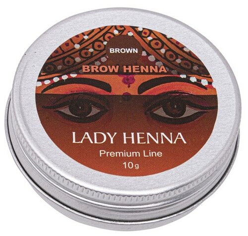 Lady Henna Краска для бровей на основе хны Premium Line, коричневый, 10 мл, 10 г