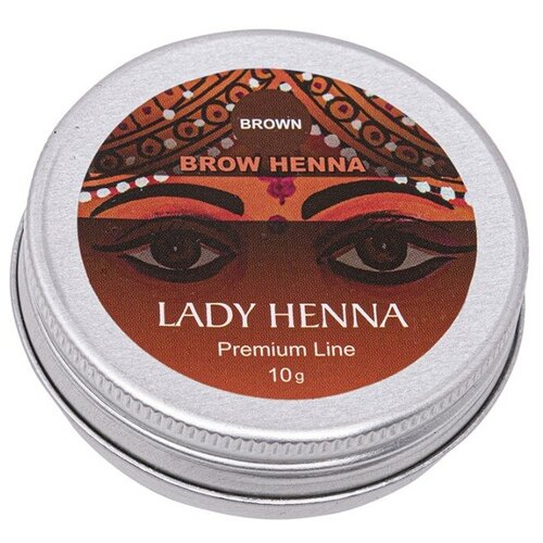 Lady Henna Краска для бровей на основе хны Premium Line, коричневый, 10 мл, 10 г