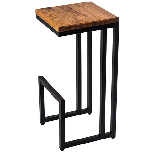 Барный стул ilwi MBL-P-SL-С-1-M/1/3 для кухни высокий из металла с деревянным сиденьем толщиной 28 мм в стиле лофт, подарок на день рождения