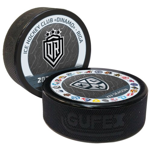 Шайба хоккейная "GUFEX - KHL OFFICIAL" (Запад - ХК Динамо Рига Сезон 2021-22 цветная двустор.)