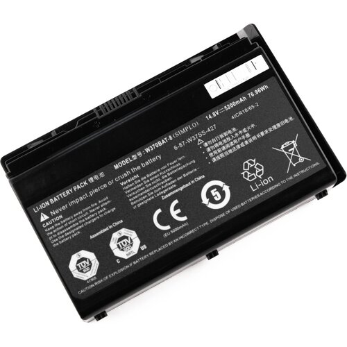 Аккумулятор для Clevo W370 (14.8V 5200mAh) p/n: 6-87-W370S-4271 6-87-W37SS-427