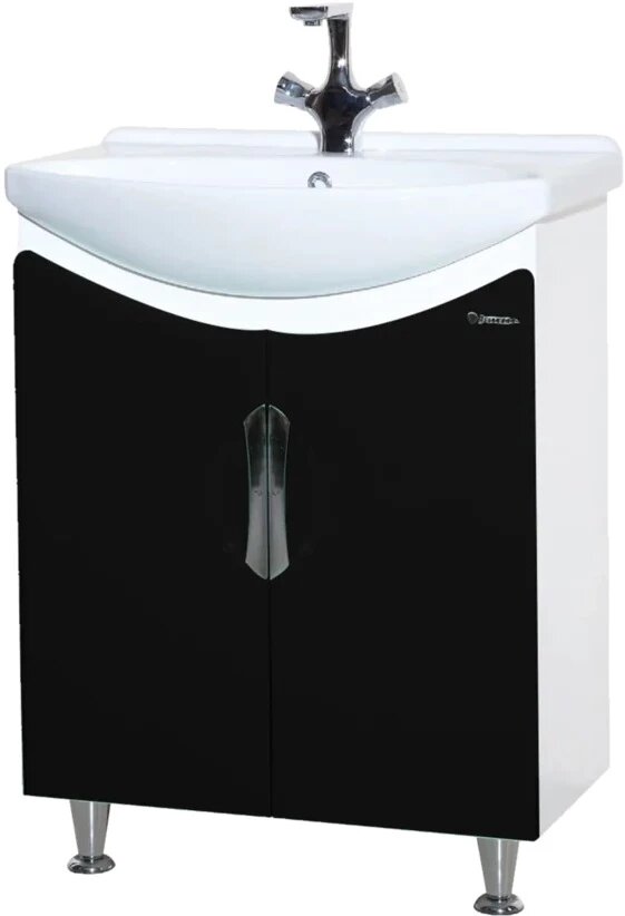 фото Тумба черный глянец/белый глянец 63 см Bellezza Лагуна 4632110240043