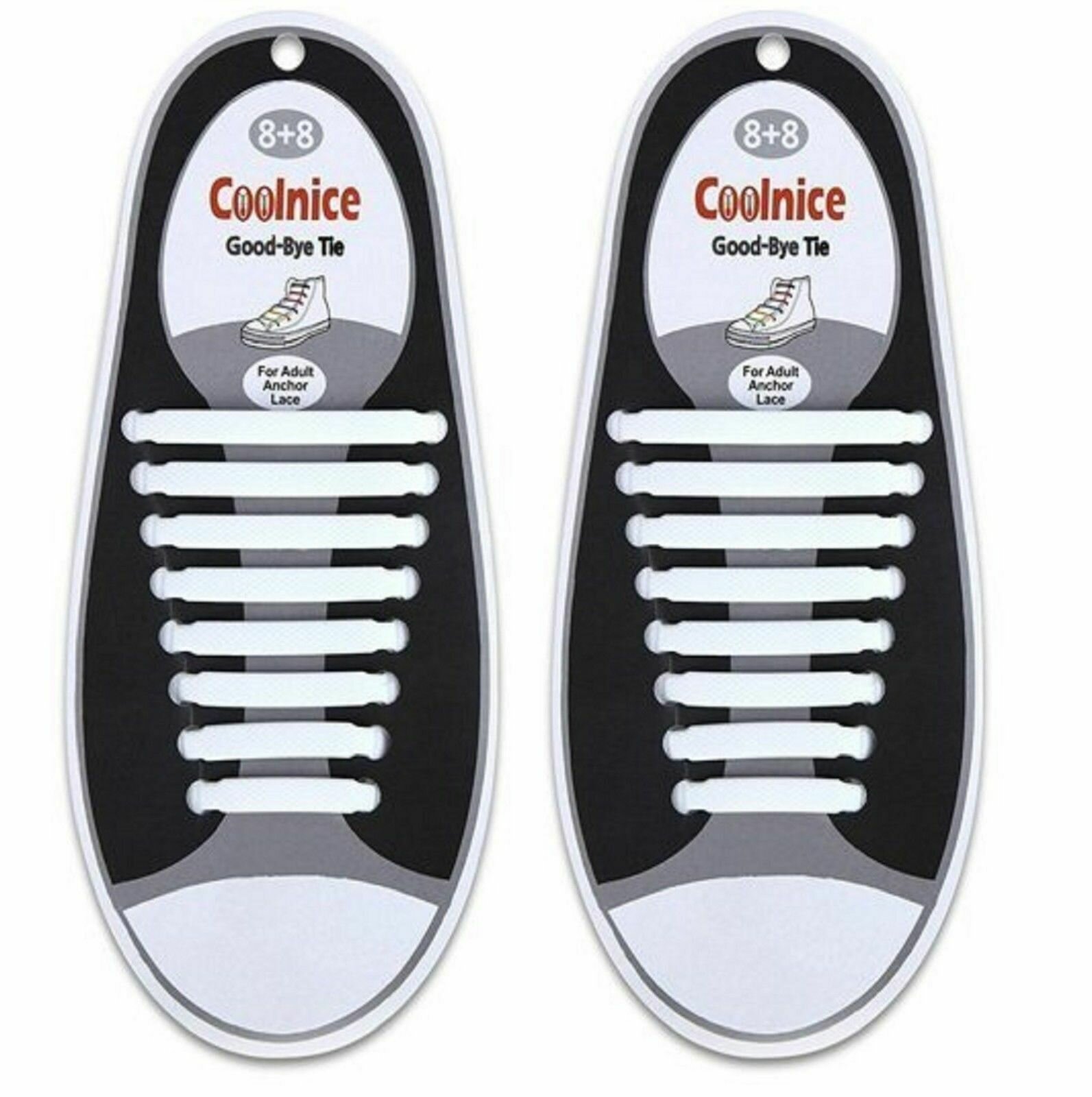 Шнурки резинки силиконовые для обуви - Цвет белые - Плоские - Количество шнурков в комплекте 16 шт, 8 пар - Шнурки резиновые - Шнурки эластичные