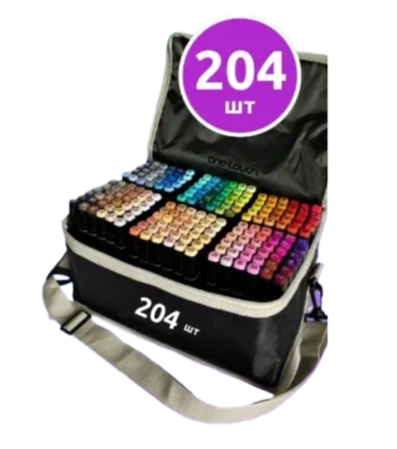 Маркеры (фломастеры) для скетчинга 204 штуки (цвета) (набор профессиональных двухсторонних скетч маркеров в чехле)