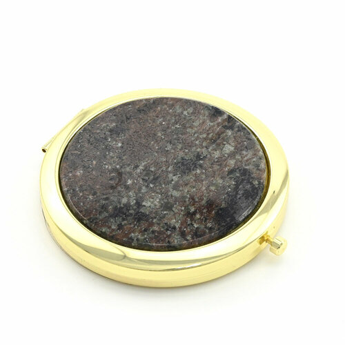 Зеркальце сувенирное с камнем сфенит золотистое в коробочке 2550₽