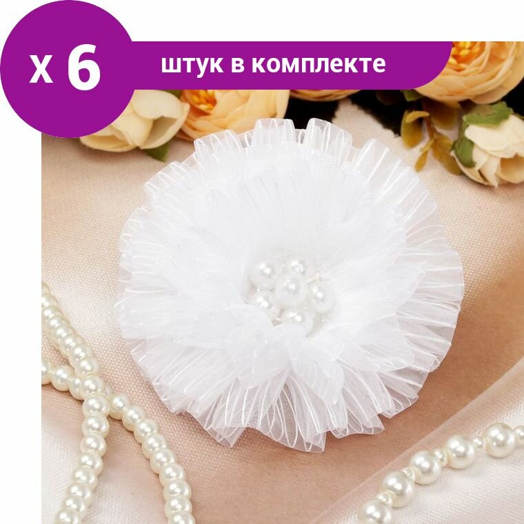 Резинка для волос бант 'Школьница' d-7 см полосатик (6 шт)