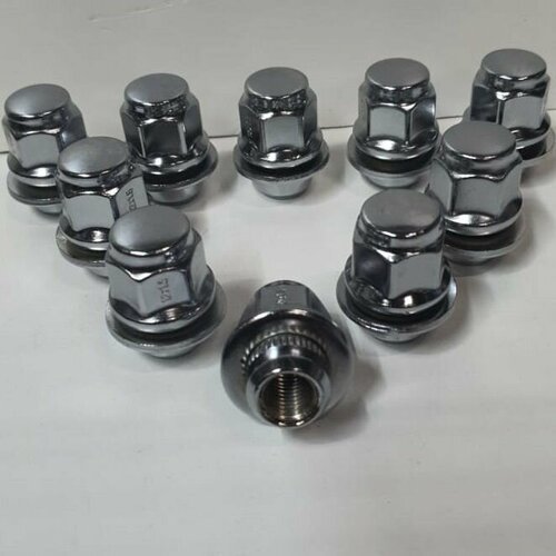 Гайка колёсная 12x1,25x37,5, пресс-шайба, под 21 ключ, 10 штук