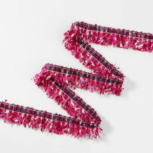 Тесьма декоративная Твидовая односторонняя 35 мм 5 05 м цвет фуксия 504₽