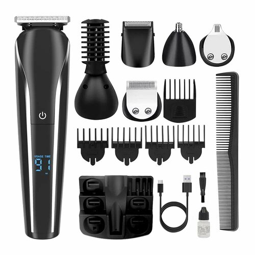 Профессиональный беспроводной триммер 5 в 1 машинка для стрижки волос бороды и усов салонная домашняя уход за волосами с дисплеем для дома 3019₽