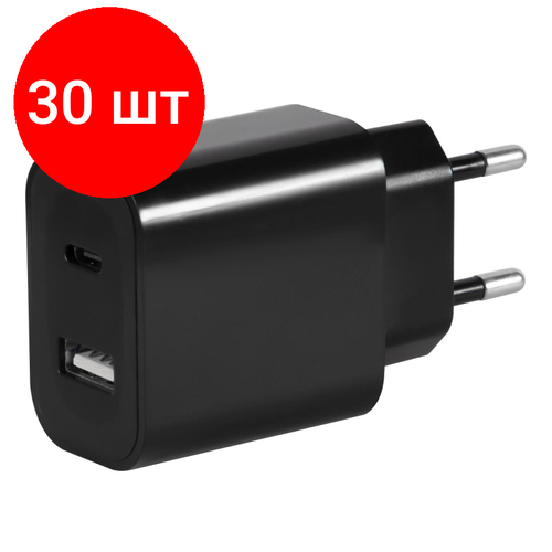 Комплект 30 штук Зарядное устройство сетевое Red Line USBType-C 3A PD 20W чер УТ000029980 3555300₽