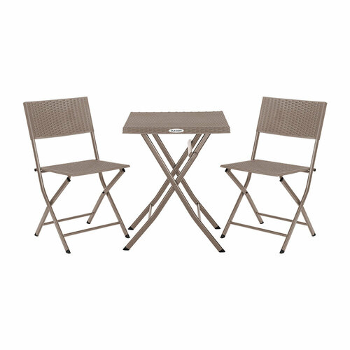 Набор садовой мебели складной пластиковый Элластик-Пласт Rattan Ola Dom антрацит стол и 2 стула 16341₽