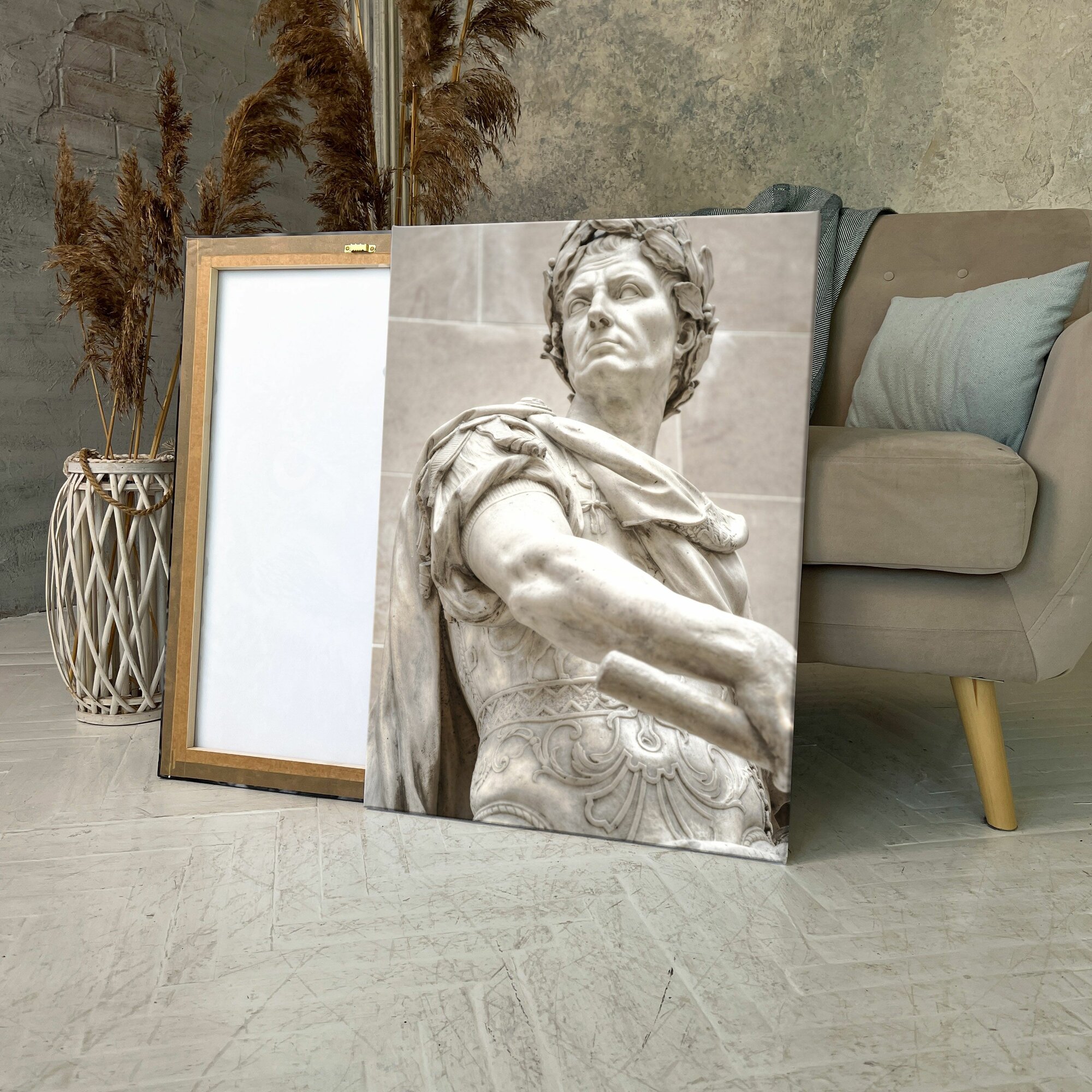 Картина на холсте (гай юлий цезарь скульптура лувр древнего рима бюст) 20x30 см/для интерьера/в комнату/на стену/в подарок