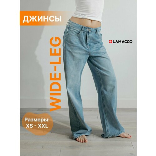 Джинсы широкие LAMACCO, размер M, голубой джинсы широкие edge размер m голубой