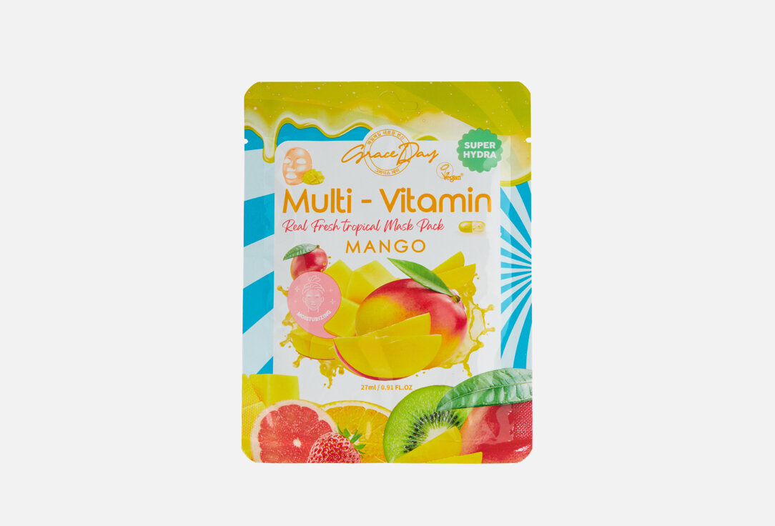 Тканевая маска для лица Grace Day, Multi-Vitamin Mango Mask Pack