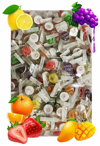 Карамель леденцовая Sunny Candy микс (со вкусом лимона, клубники, винограда, апельсина и манго), 1000 гр