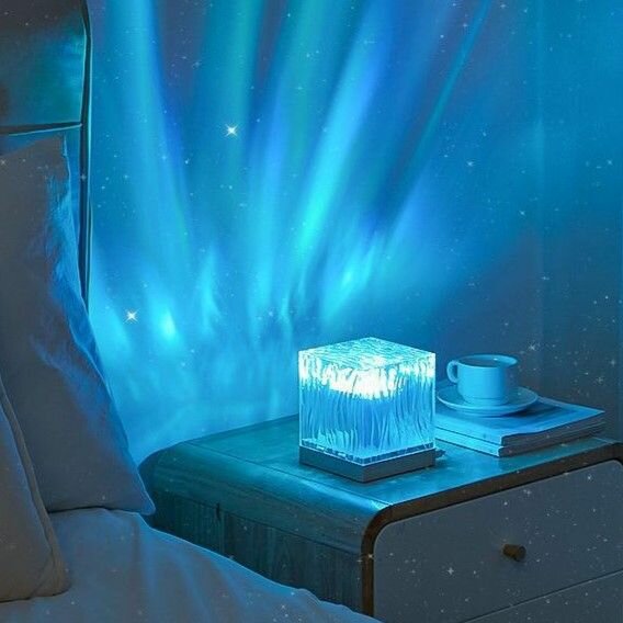 фото Светодиодный светильник ночник мерцающий куб с пультом управления