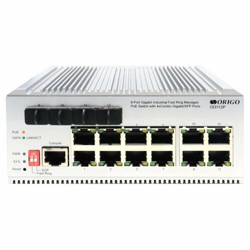 ORIGO Коммутатор ORIGO OI3112P185WA1A 12-портовый гигабитный промышленный управляемый L2-коммутатор с 8 портами PoE и 4 комбо-портами OI3112P185WA1A 4912800₽