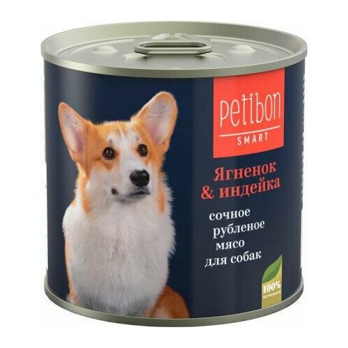 Petibon Smart Консервы для собак, сочное рубленое мясо, с ягненкоми и ндейкой, 240 г