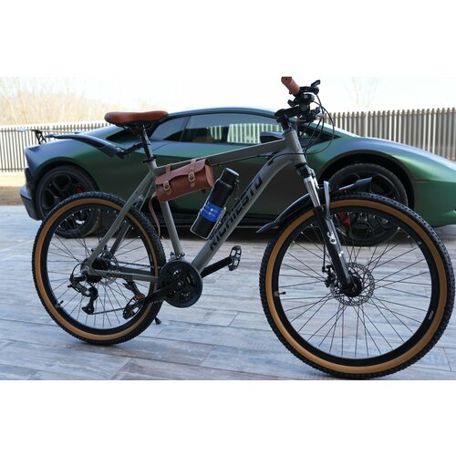 Велосипед горный Richiesto 26 Алюминиевая рама Спортивный Для активного отдыха, модель 2024 года, зеленый с коричневым велосипед richiesto tt102 26 для активного отдыха черный с синим