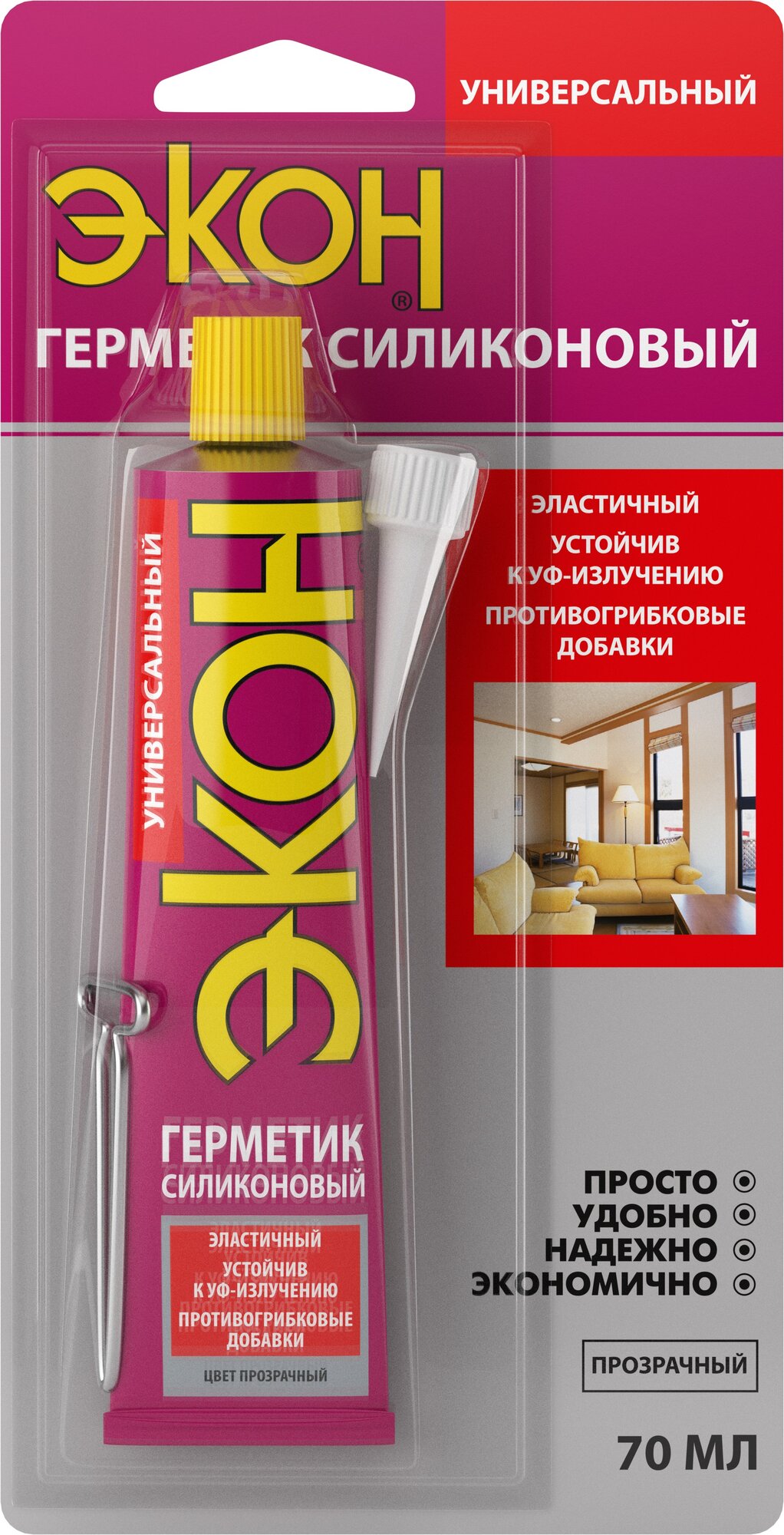фото Силиконовый герметик Экон, 70 мл, прозрачный