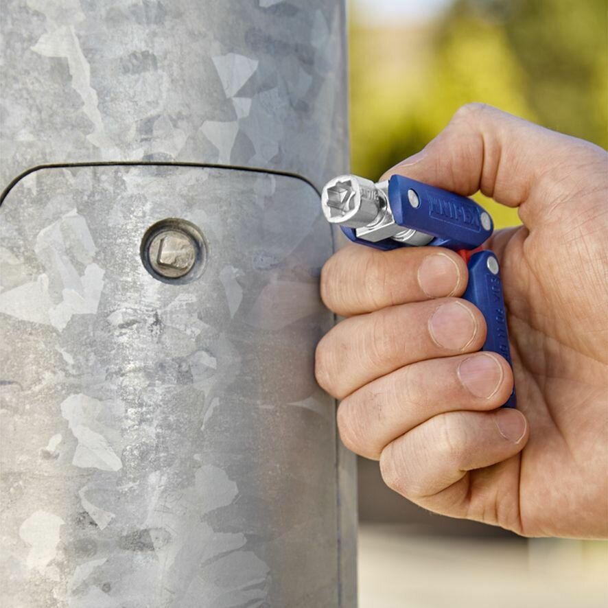 Ключ KNIPEX DoubleJoint для стандартных шкафов, "квадрат": 5 - 8 мм, "треугольник"7 - 9 мм, "двойная бородка"3 - 5 мм — фото 1