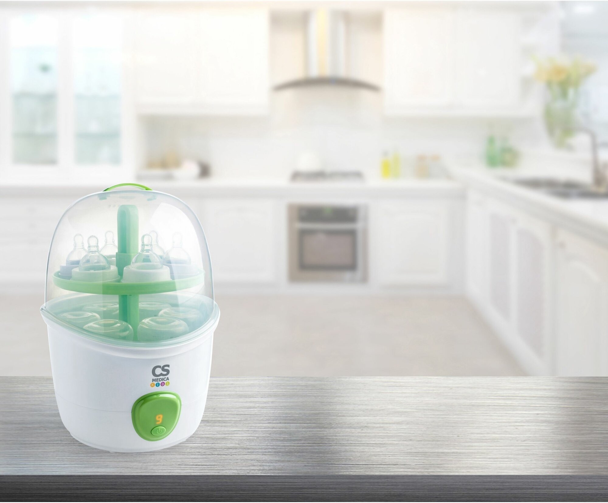 Стерилизаторы Для Бутылочек Электрический стерилизатор CS Medica KIDS CS-28s, белый/зеленый
