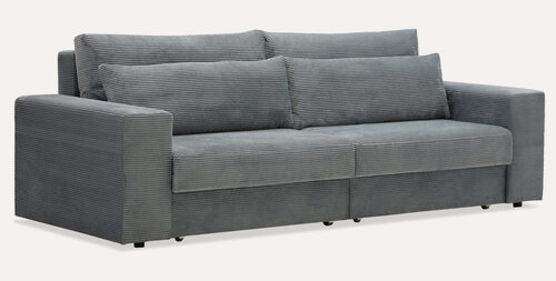 Изображение товара Диван-кровать прямой раскладной Рица 250х104х87 см, еврокнижка, спальное место: 156х200 см, велюр серый