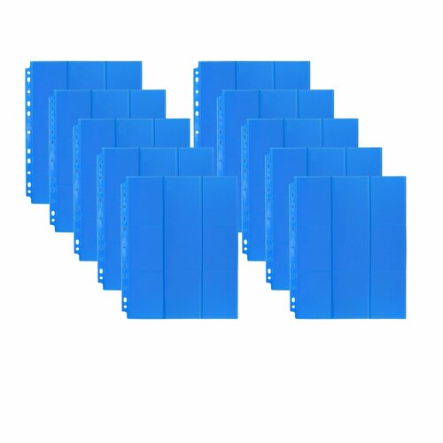 10 листов двусторонних с кармашками 3х3 с боковой загрузкой - Blackfire синий - для карт K-Pop MTG Pokemon 300₽