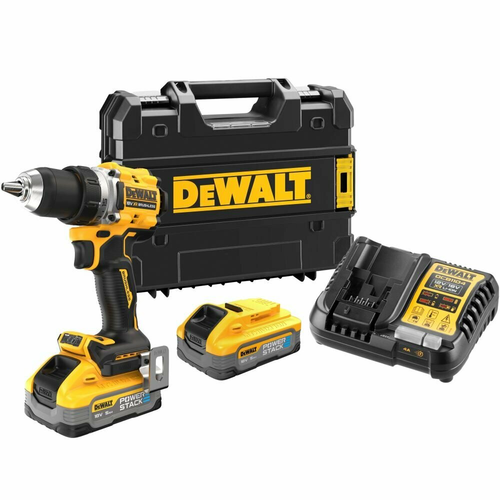 Аккумуляторная дрель-шуруповёрт DeWALT DCD800H2T-QW, бесщеточный двигатель, Li-Ion, 18В, 2 аккумулятора, кейс