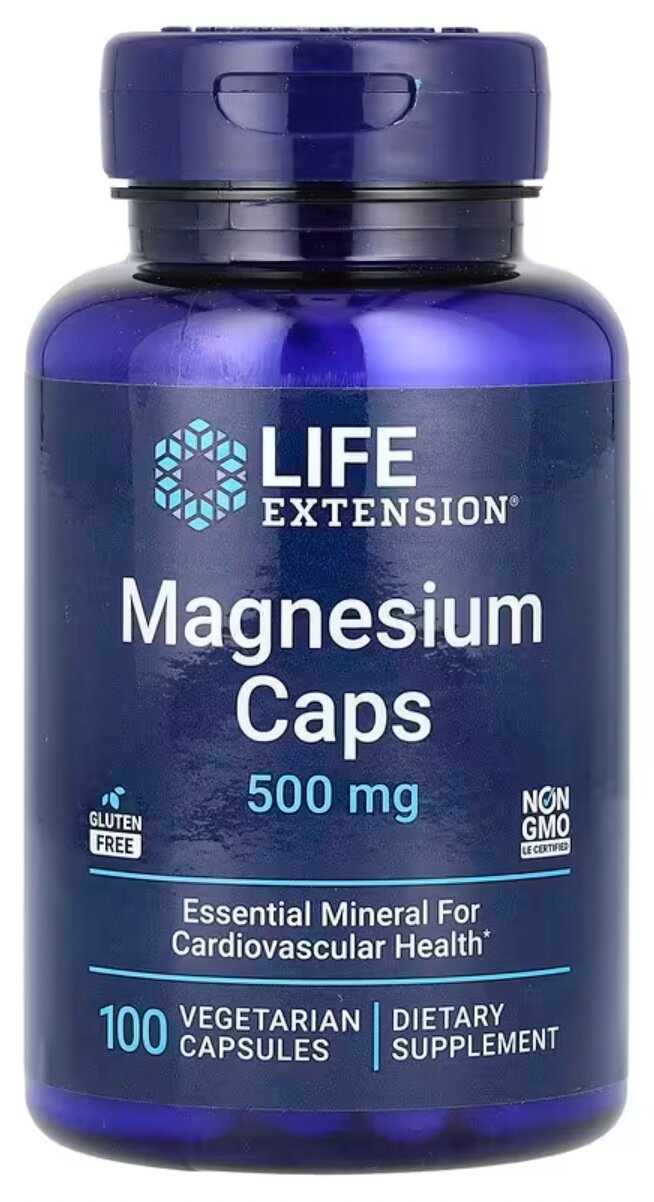Life Extension, Магний в капсулах, 500 мг, 100 вегетарианских капсул