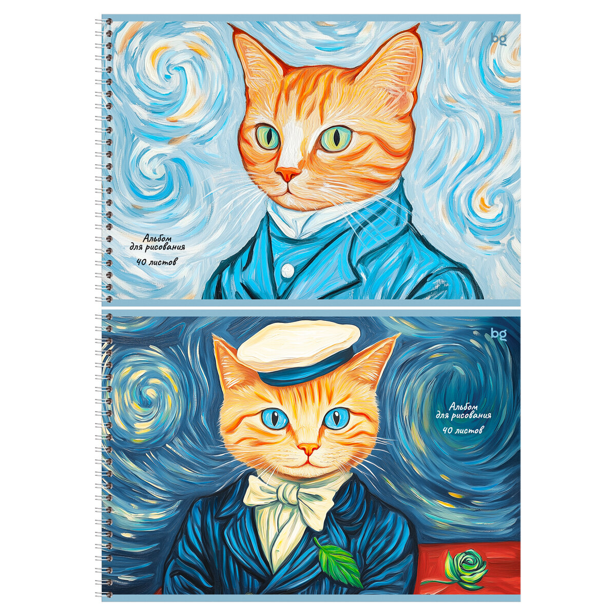12 шт  Альбом для рисования 40л  А4  на гребне BG  Ван Кот   выб  лак