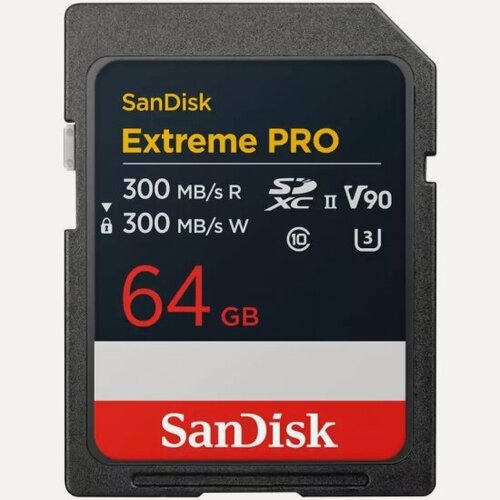 Изображение товара Карта памяти Sandisk 64Gb Extreme Pro SDXC UHS-II U3 V90 (300/300 MB/s) NEW