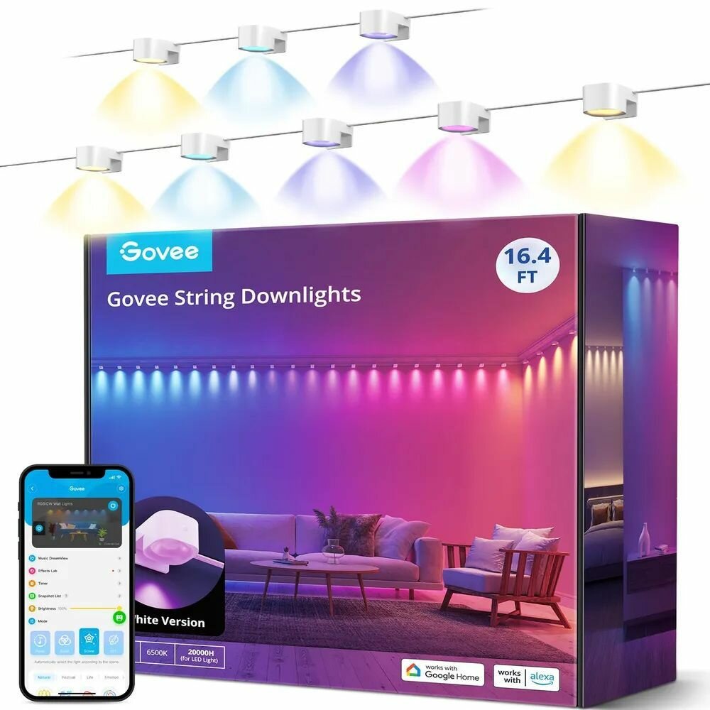 Потолочный светильник LED подвесной, умная светодиодная штора RGB Govee String RGBIC, 5 метров