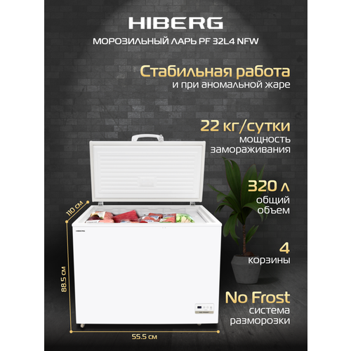 Морозильный ларь HIBERG PF 32L4 NFW, белый
