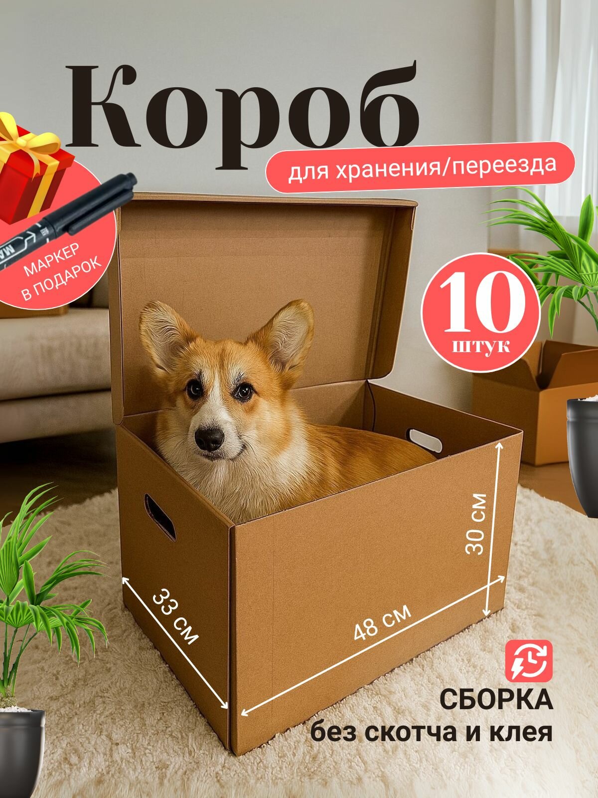 Коробки для переезда-Короб архивный 10 шт.