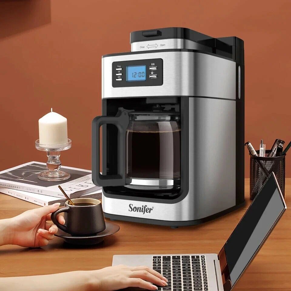 Кофемашина Sonifer SF-3541 зерновая, мощность 1000Вт, давление 15Бар, 4,5кг