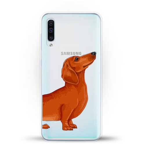 Силиконовый чехол Коричневая Такса на Samsung Galaxy A50