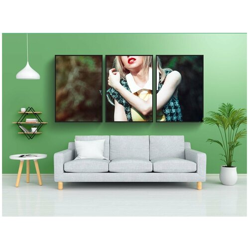 фото Набор модулных постеров для интерьера "девушка на природе, волосы, портрет" 60x90 см. в тубусе, без рамки lotsprints