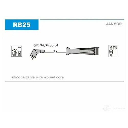 Комплект Проводов Зажигания Renault: Clio Ii 98-, Kangoo 97-, Kangoo Express 97-, Kangoo Rapid 97- Janmor арт. RB25