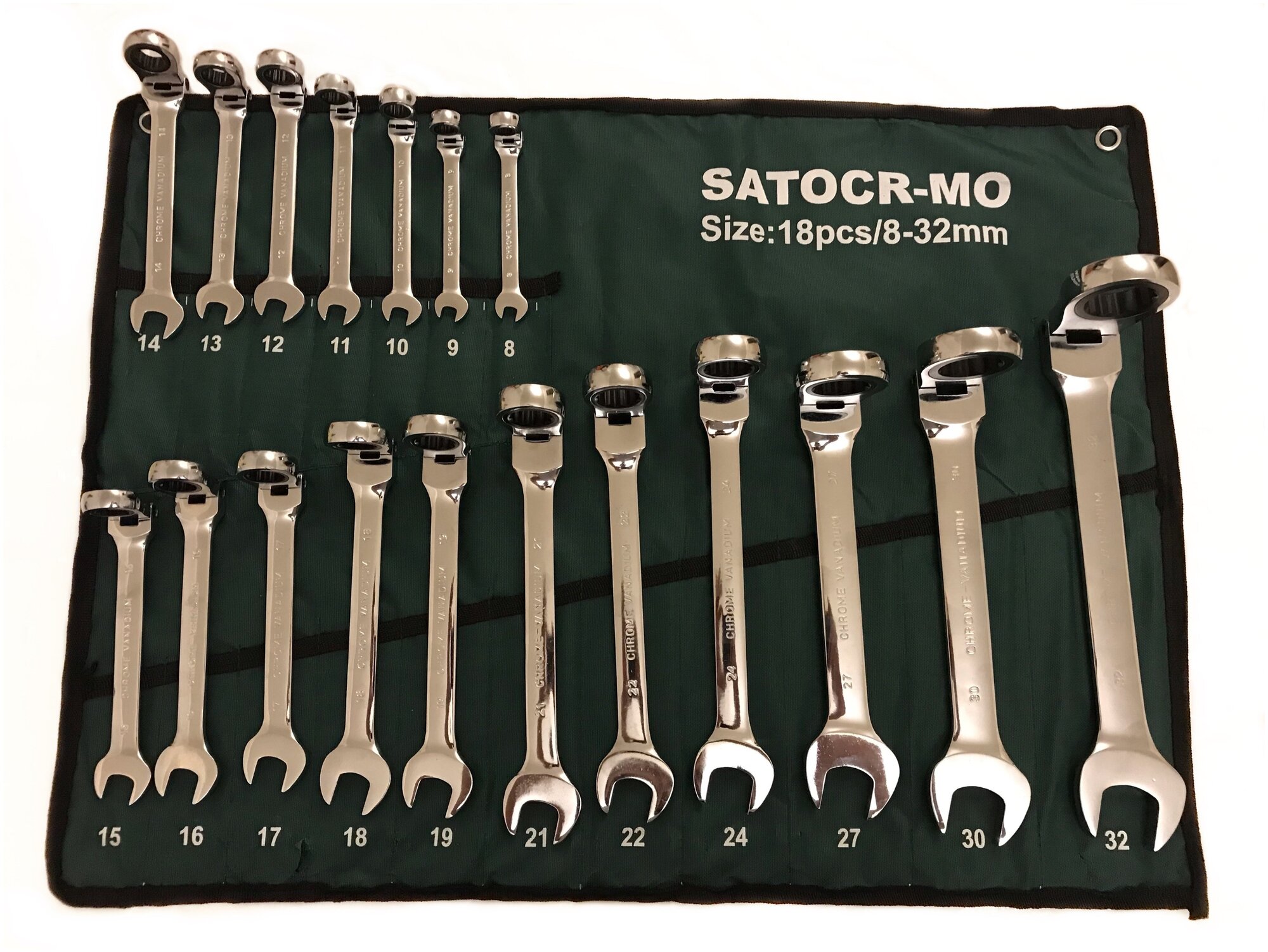 Набор гаечных ключей с трещоточным механизмом 72зуба,с прочным чехлом Оксфорд 600D - фотография № 3