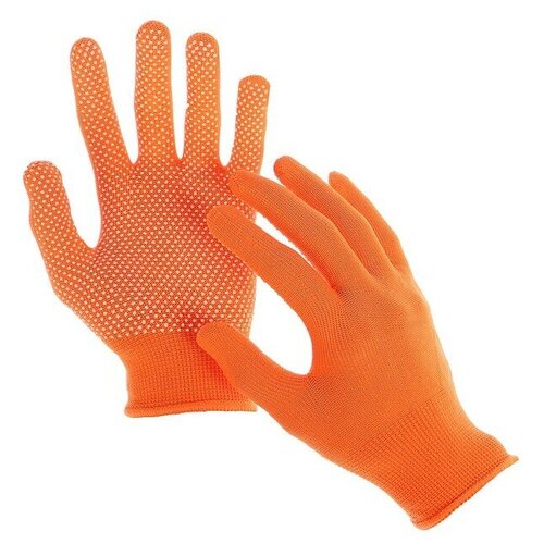 Greengo Перчатки, х/б с нейлоновой нитью, с ПВХ точками, размер 8, оранжевые, «Точка», Greengo