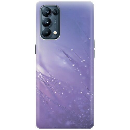 Силиконовый чехол на Oppo Reno5, Оппо Рено5 с эффектом блеска Капли на синей траве силиконовый чехол на oppo reno5 lite оппо рено5 лайт с эффектом блеска пулевые