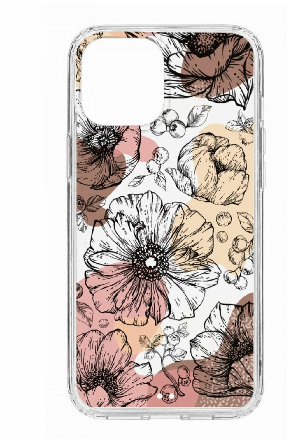 Чехол для iPhone 12 Pro Max Kruche Print Ягоды и Цветы, противоударная пластиковая накладка с рисунком, силиконовый бампер с принтом и защитой камеры