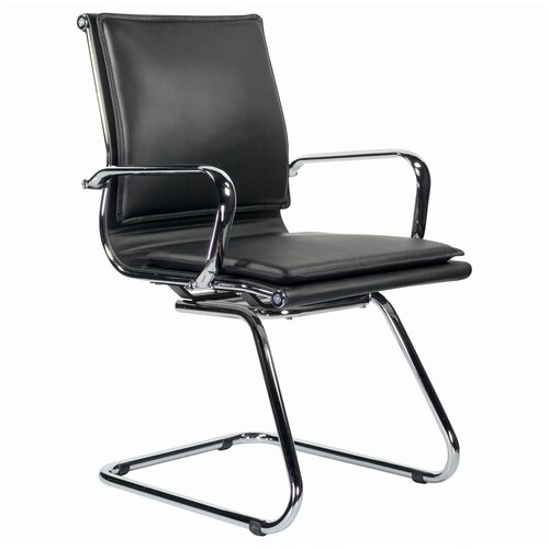кресло brabix eldorado ex 504 530875 коричневый Кресло для приемных и переговорных BRABIX «Kayman CF-102», экокожа, хром, черное, 532572