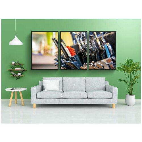 фото Набор модулных постеров для интерьера "парикмахерская, срезать, мешок инструмента" 60x90 см. в тубусе, без рамки lotsprints