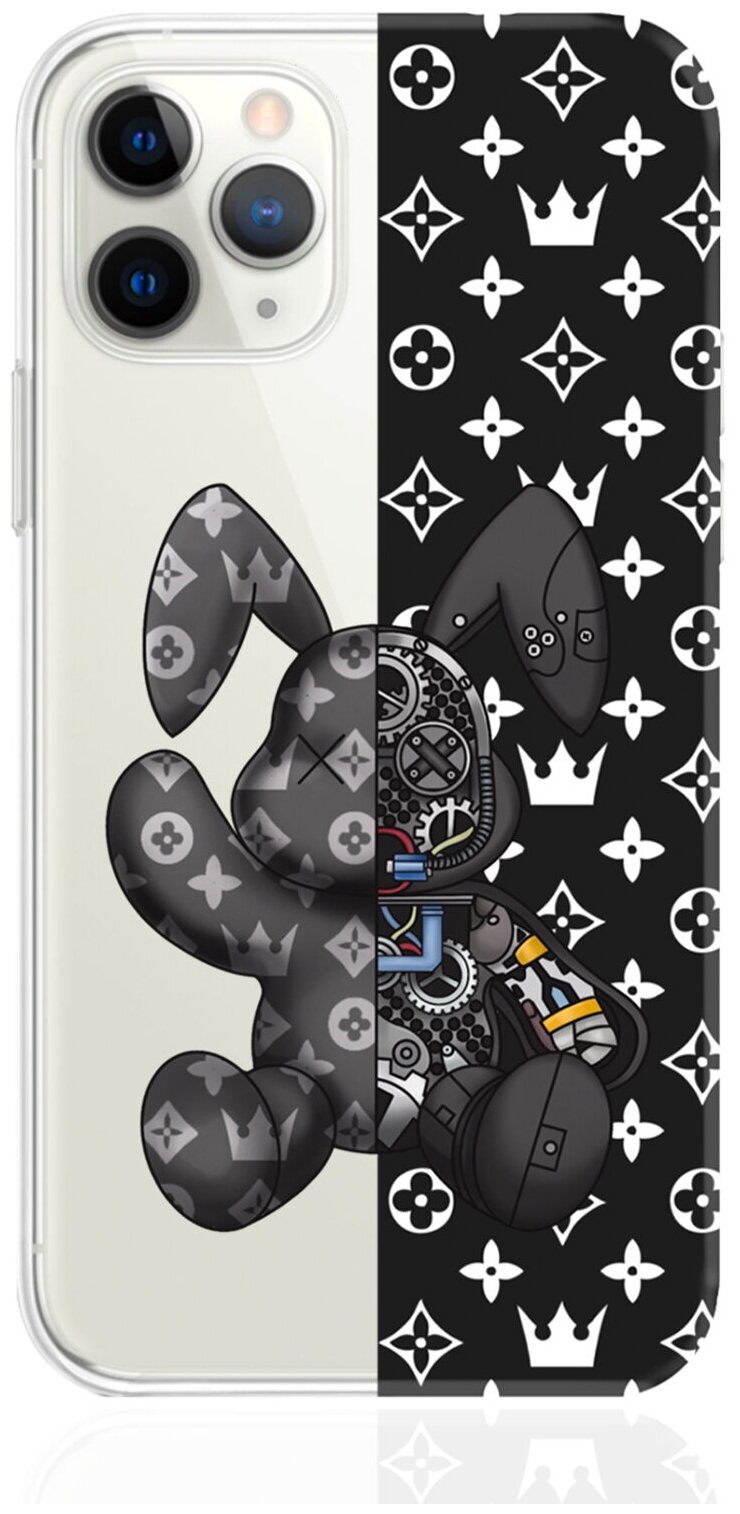 Прозрачный силиконовый чехол MustHaveCase для iPhone 11 Pro Bunny Черный для Айфон 11 Про Противоударный