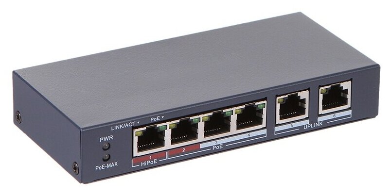 Купить Hikvision DS-3E0106HP-E, Неуправляемый коммутатор (свитч) - цена ...