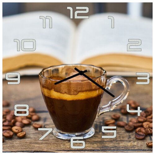 фото Svs настенные часы svs 3502277 kitchen чашка кофе, книга и зерна