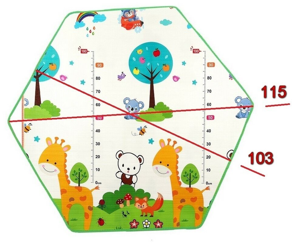 Детский развивающий коврик (шестигранник) для манежа/ползания